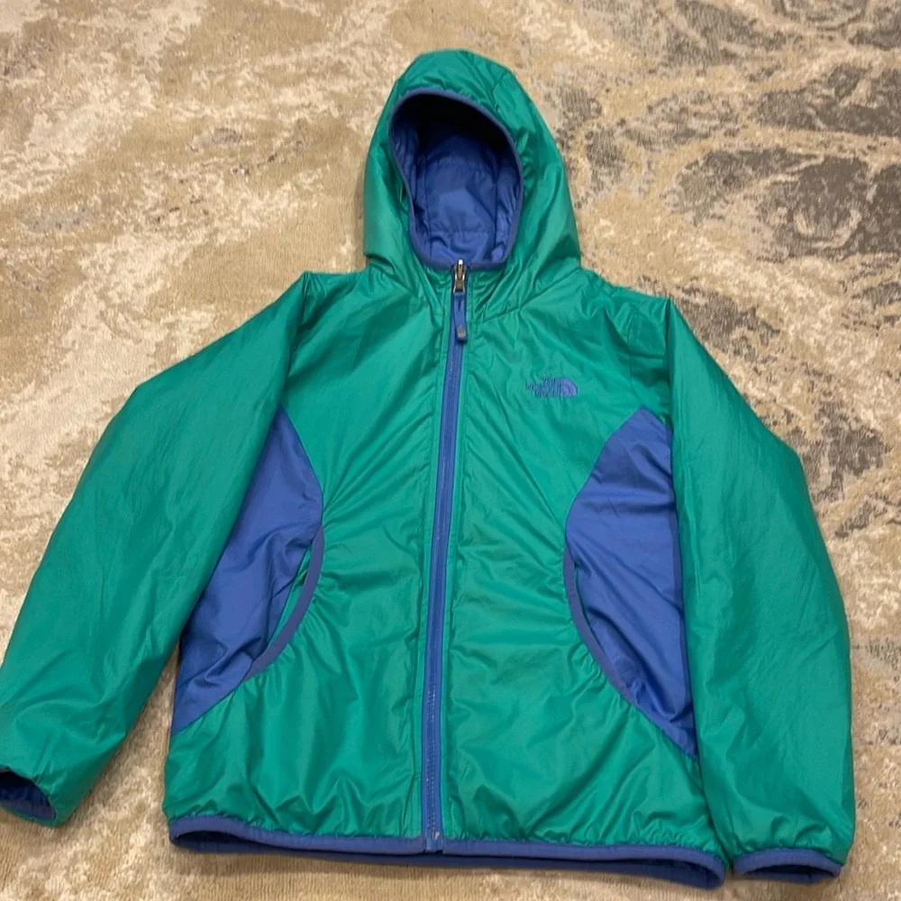 The North Face Girls Youth Jacket M 10/12 Reversible Quilted Hooded Full Zip